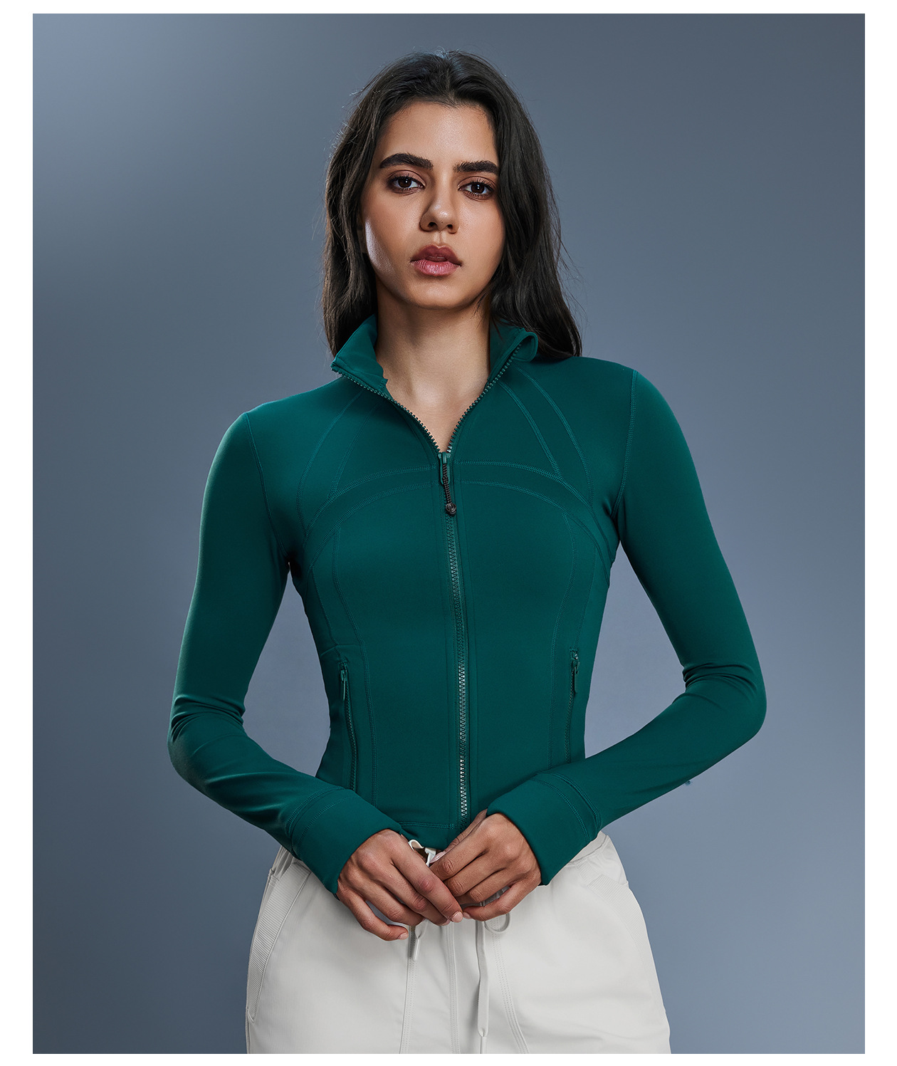 Outdoor Sports Yoga Long Sleeve Women Fitness High Elasticity Slim Sports Jacket Workout Stand Collar Zipper Gym Yoga Coat FGBDAW177