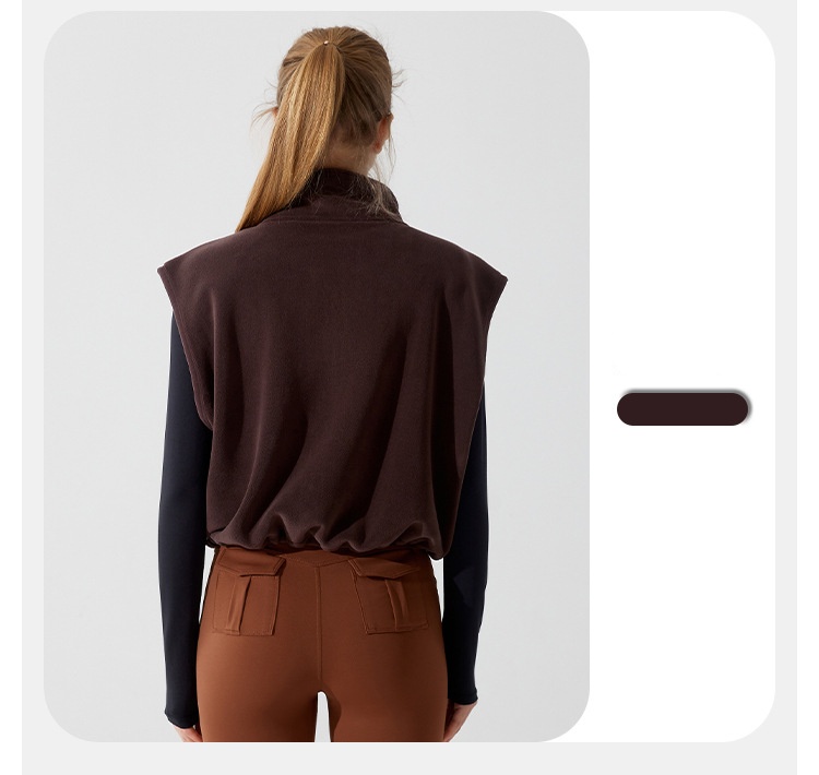 Women's Fall/Winter Fleece Sleeveless Athletic Jacket Outerwear Fitness Stand-up Collar Sport Yoga Vest FGBYM282