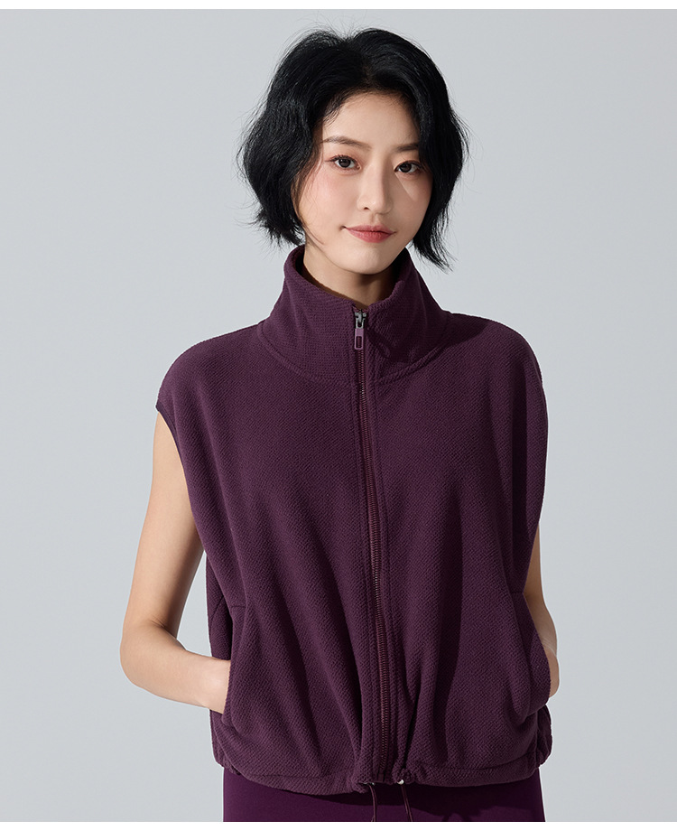 Sleeveless Zipper Stand Collar Wind-Proof tank Jacket Coat Fitness Women Vest Top FGBYW481