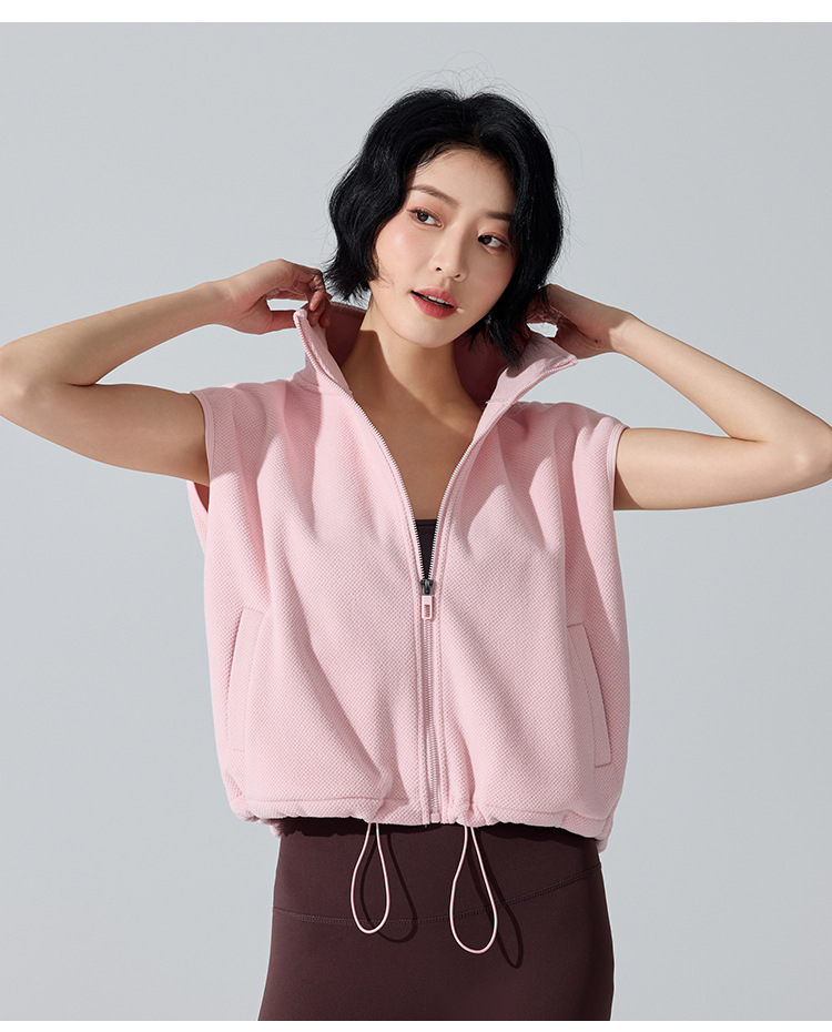 Sleeveless Zipper Stand Collar Wind-Proof tank Jacket Coat Fitness Women Vest Top FGBYW481