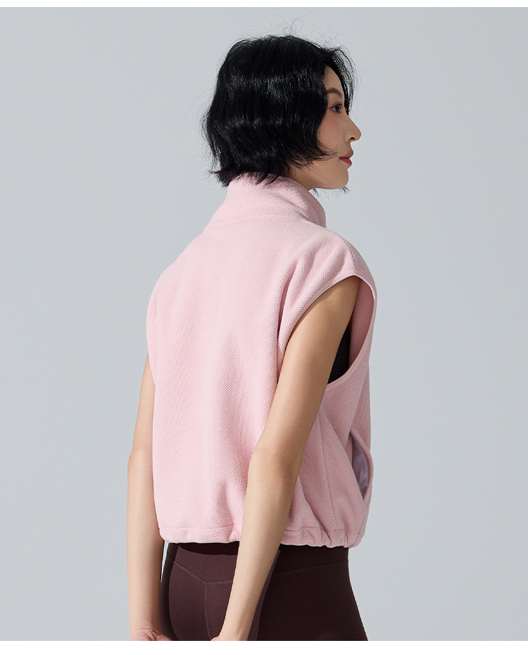 Sleeveless Zipper Stand Collar Wind-Proof tank Jacket Coat Fitness Women Vest Top FGBYW481