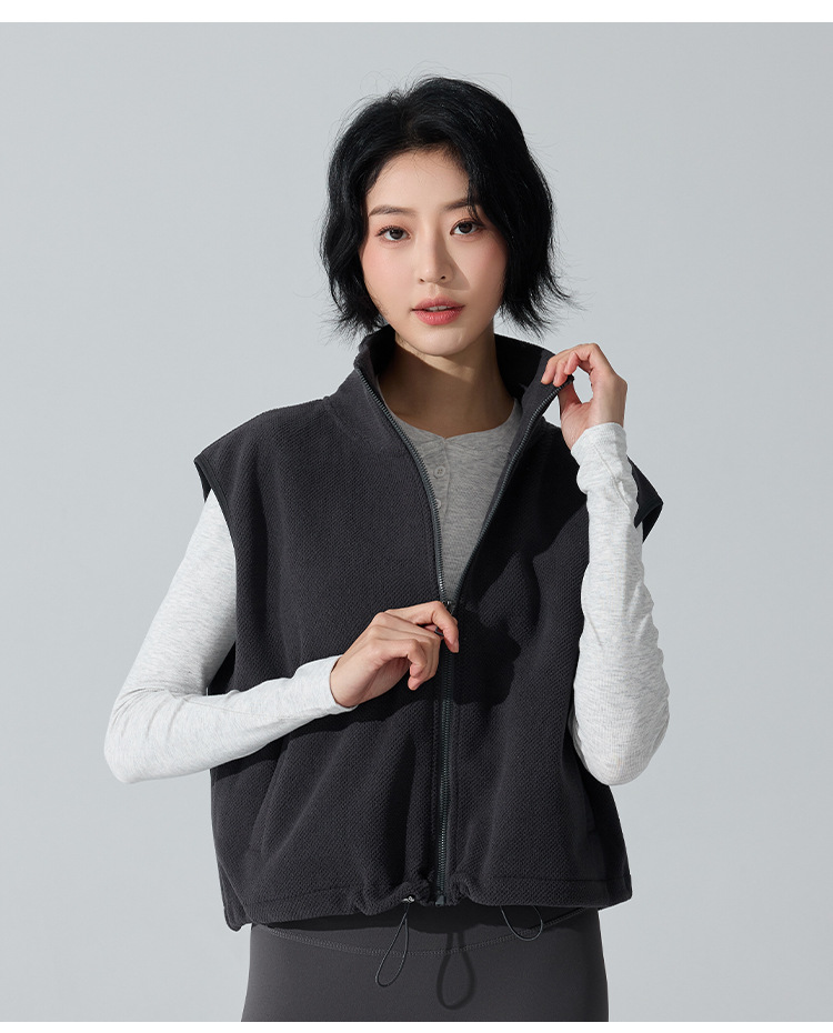 Sleeveless Zipper Stand Collar Wind-Proof tank Jacket Coat Fitness Women Vest Top FGBYW481