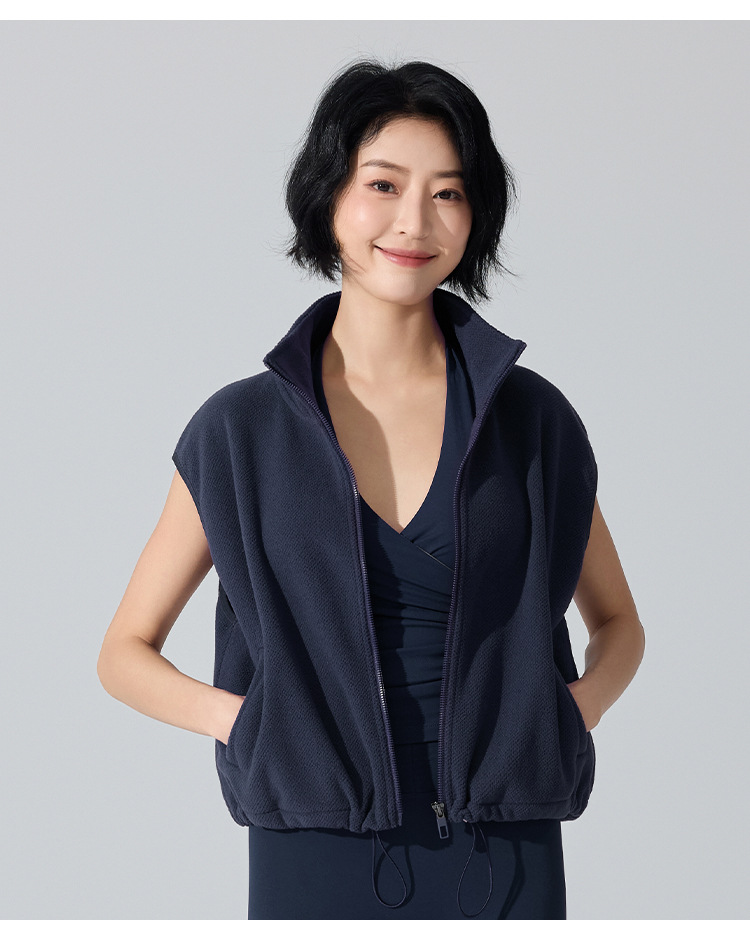 Sleeveless Zipper Stand Collar Wind-Proof tank Jacket Coat Fitness Women Vest Top FGBYW481