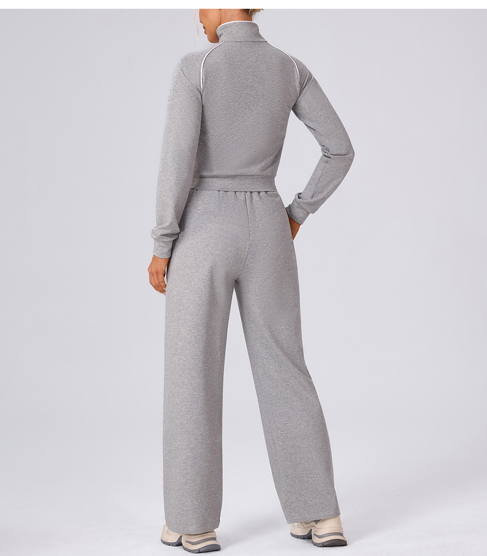 Women Zipper Tracksuits Loose Elastic Trousers Tops Two Piece Sweatsuit FGBYW592 KW457