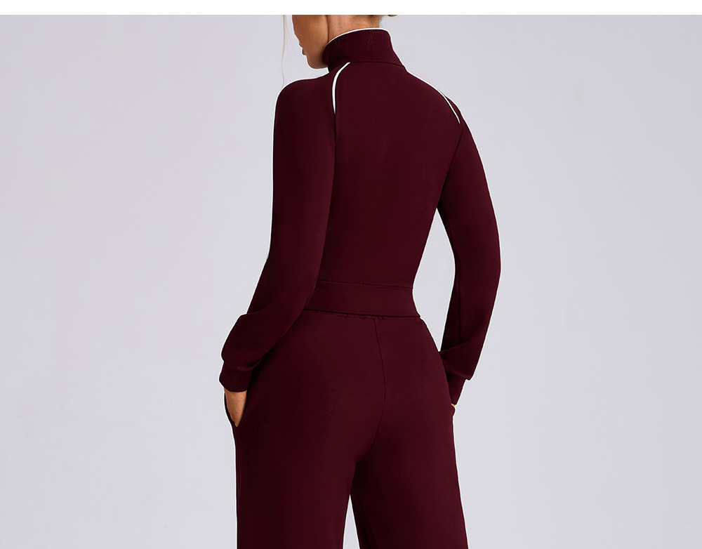 Women Zipper Tracksuits Loose Elastic Trousers Tops Two Piece Sweatsuit FGBYW592 KW457