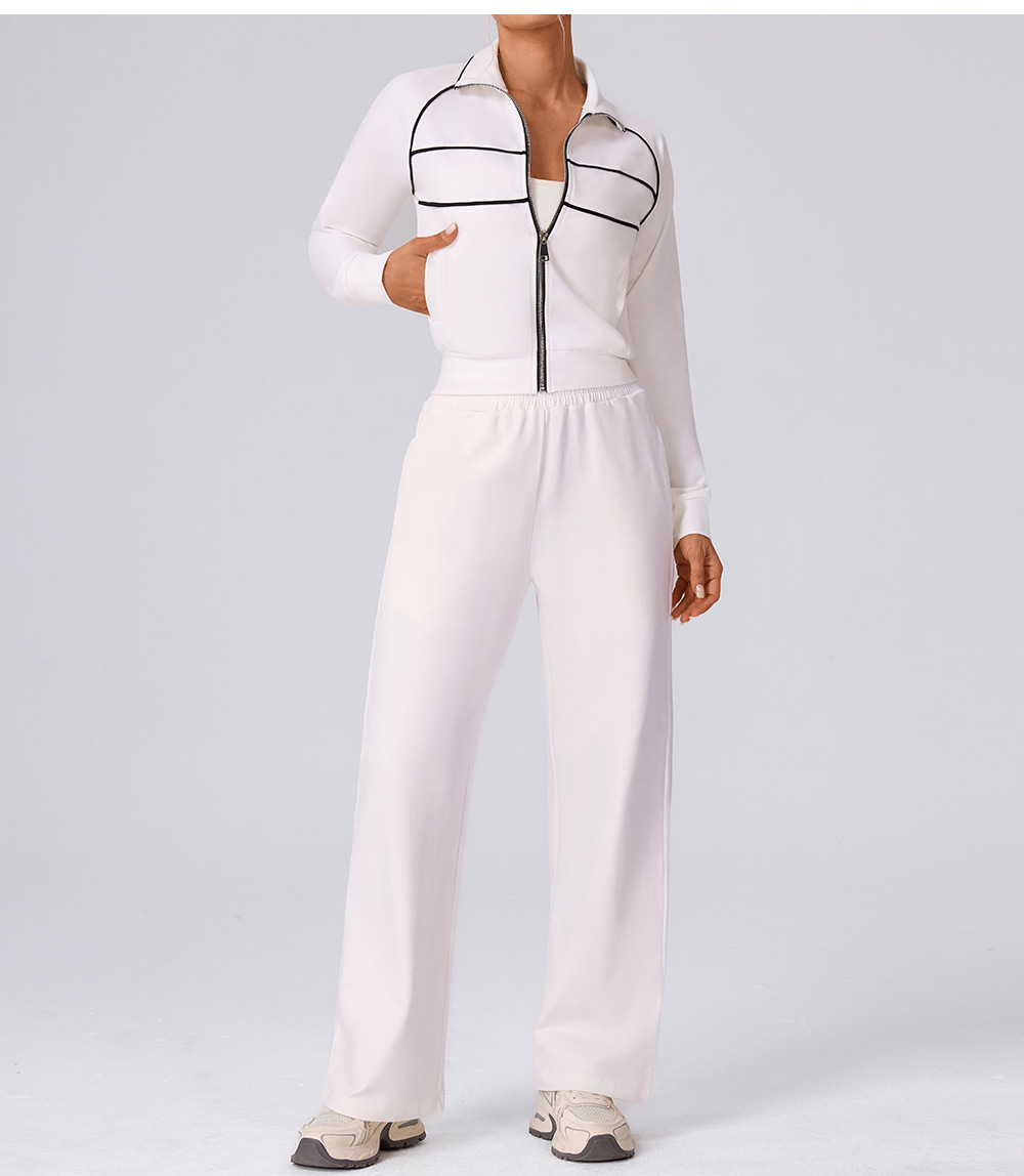 Women Zipper Tracksuits Loose Elastic Trousers Tops Two Piece Sweatsuit FGBYW592 KW457