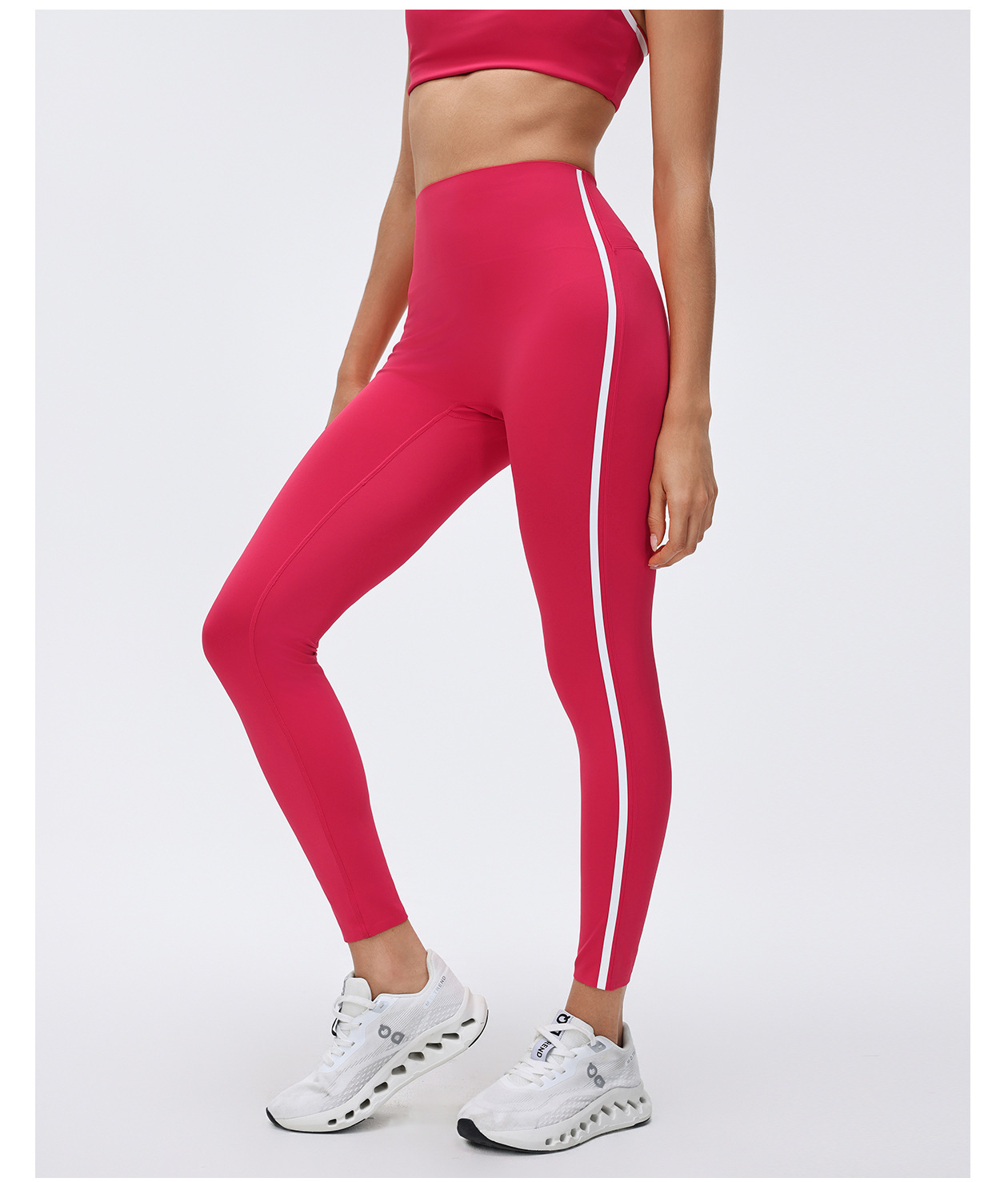 Women's High-Waisted Striped Sports Leggings Elastic Waist Yoga Pants for Running Sports FGBD26039