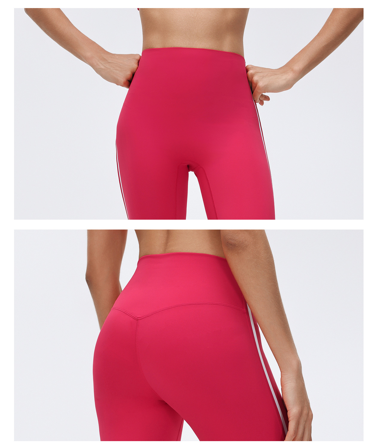 Women's High-Waisted Striped Sports Leggings Elastic Waist Yoga Pants for Running Sports FGBD26039