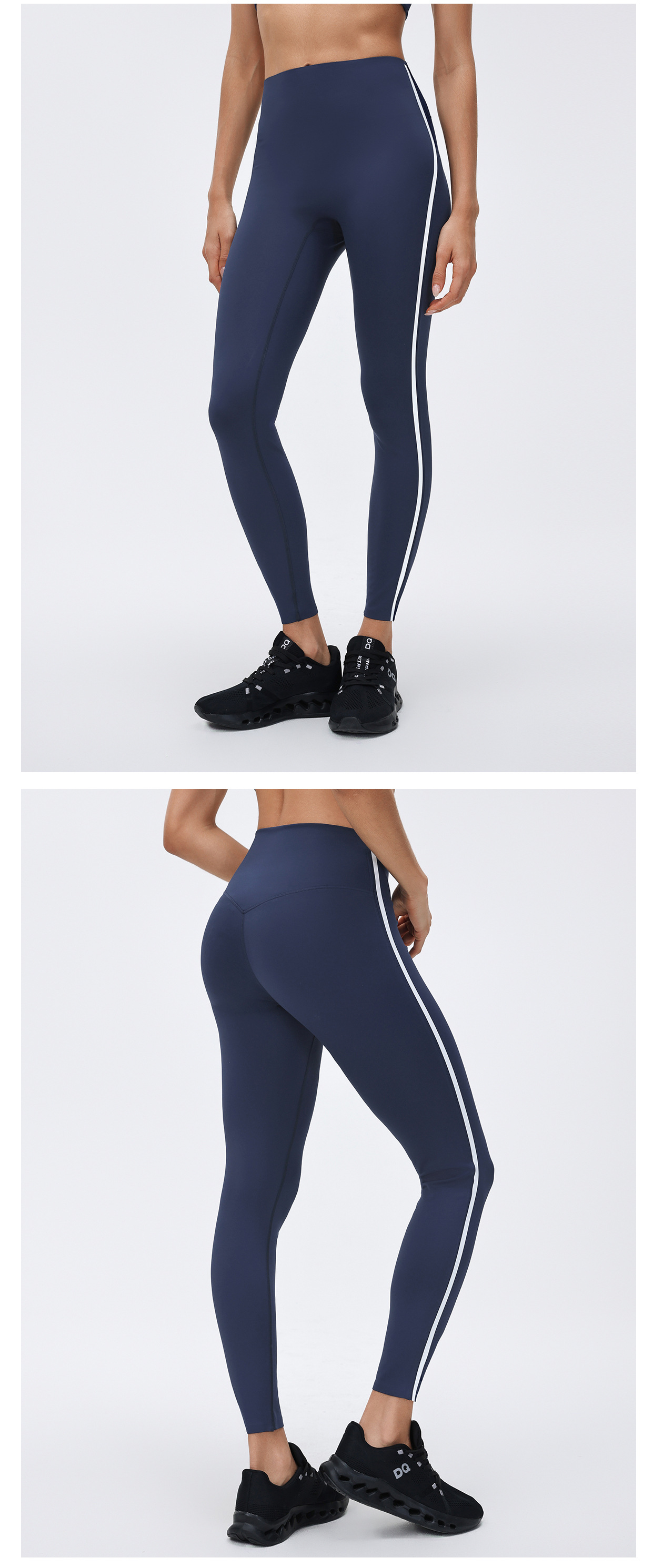 Women's High-Waisted Striped Sports Leggings Elastic Waist Yoga Pants for Running Sports FGBD26039