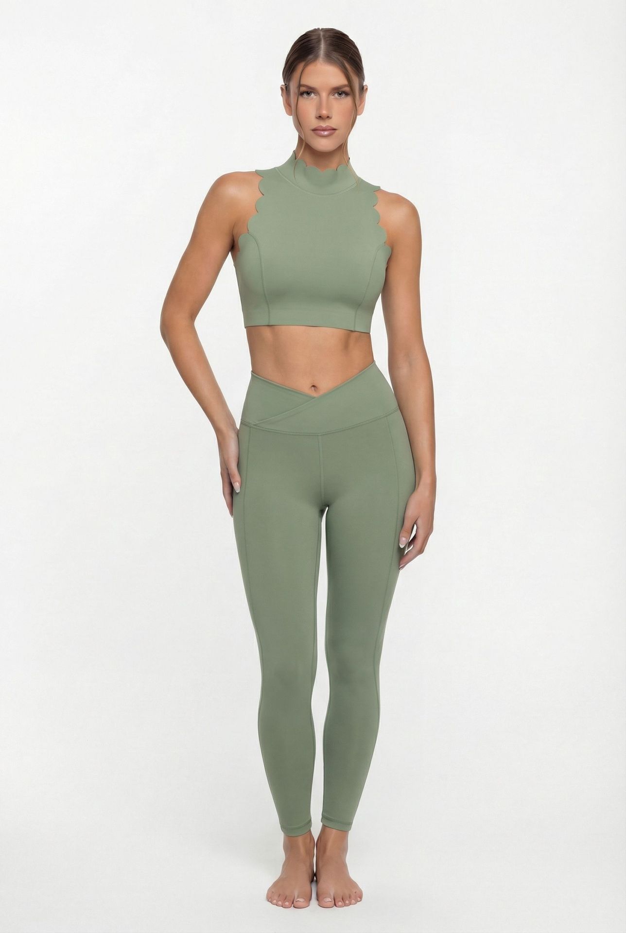 Sports Outfit Leggings and Singlets Yoga Wear Workout Sportswear Gym Fitness Sets for Women FGB8814