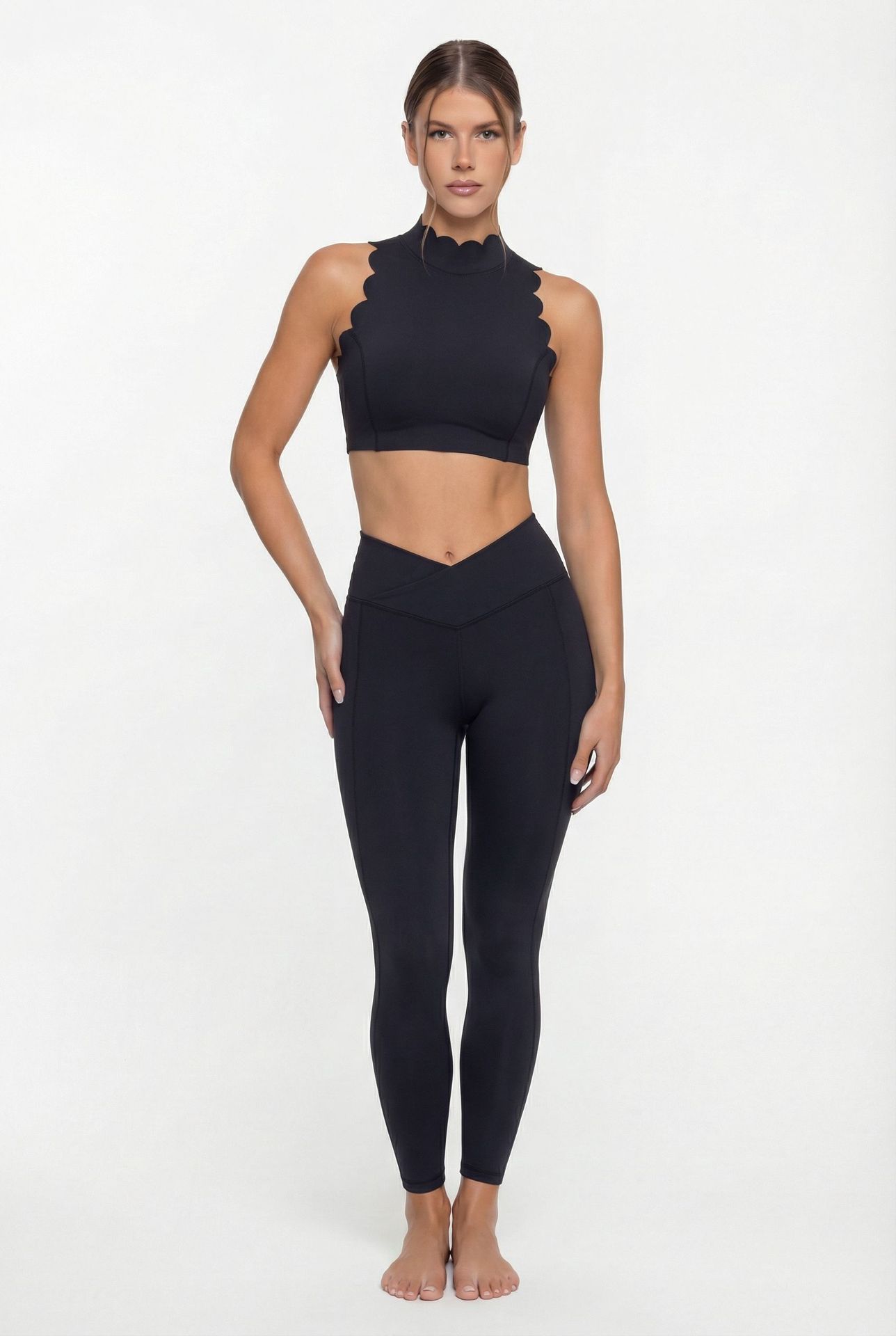 Sports Outfit Leggings and Singlets Yoga Wear Workout Sportswear Gym Fitness Sets for Women FGB8814