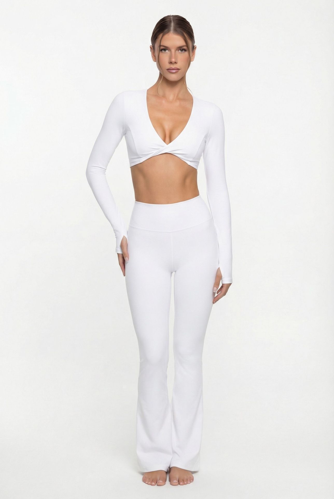 Yoga Sports Wear Long Sleeves Tops Pants Two Pieces Set Ropa Gym Tracksuits Workout Pants Yoga Bras Underwear Womens Clothing FGB8836