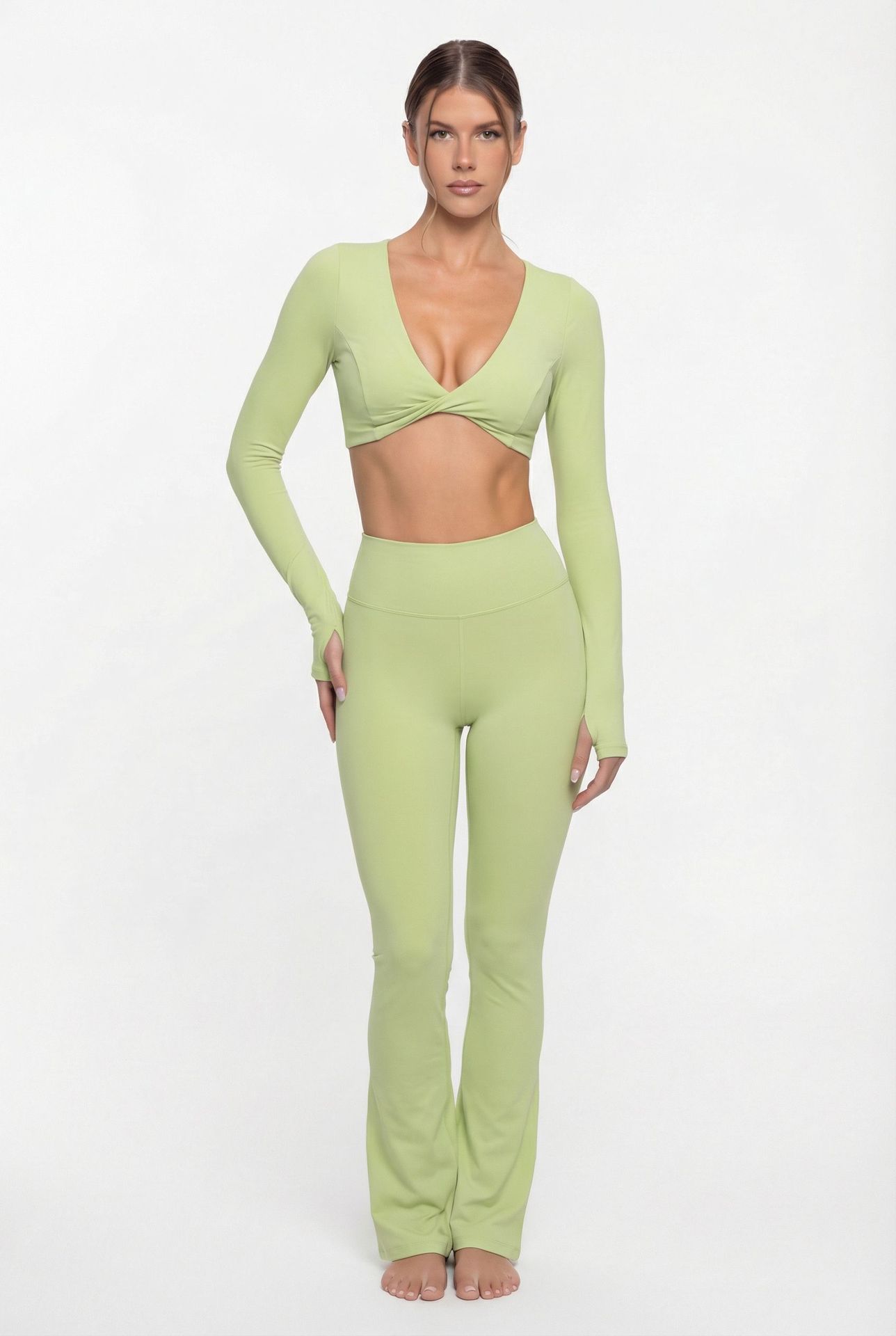 Yoga Sports Wear Long Sleeves Tops Pants Two Pieces Set Ropa Gym Tracksuits Workout Pants Yoga Bras Underwear Womens Clothing FGB8836