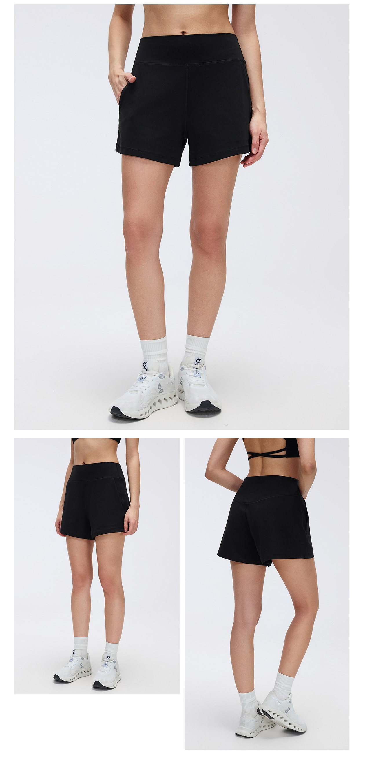 Women's Yoga Shorts Lightweight Sports Outdoor Running Nylon Spandex Shorts FGBD26076