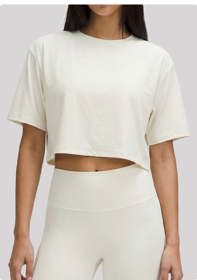 Top Loose Breathable Sports Women Absorption Sweat Running Fitness Short Sleeve FGBDWY116119