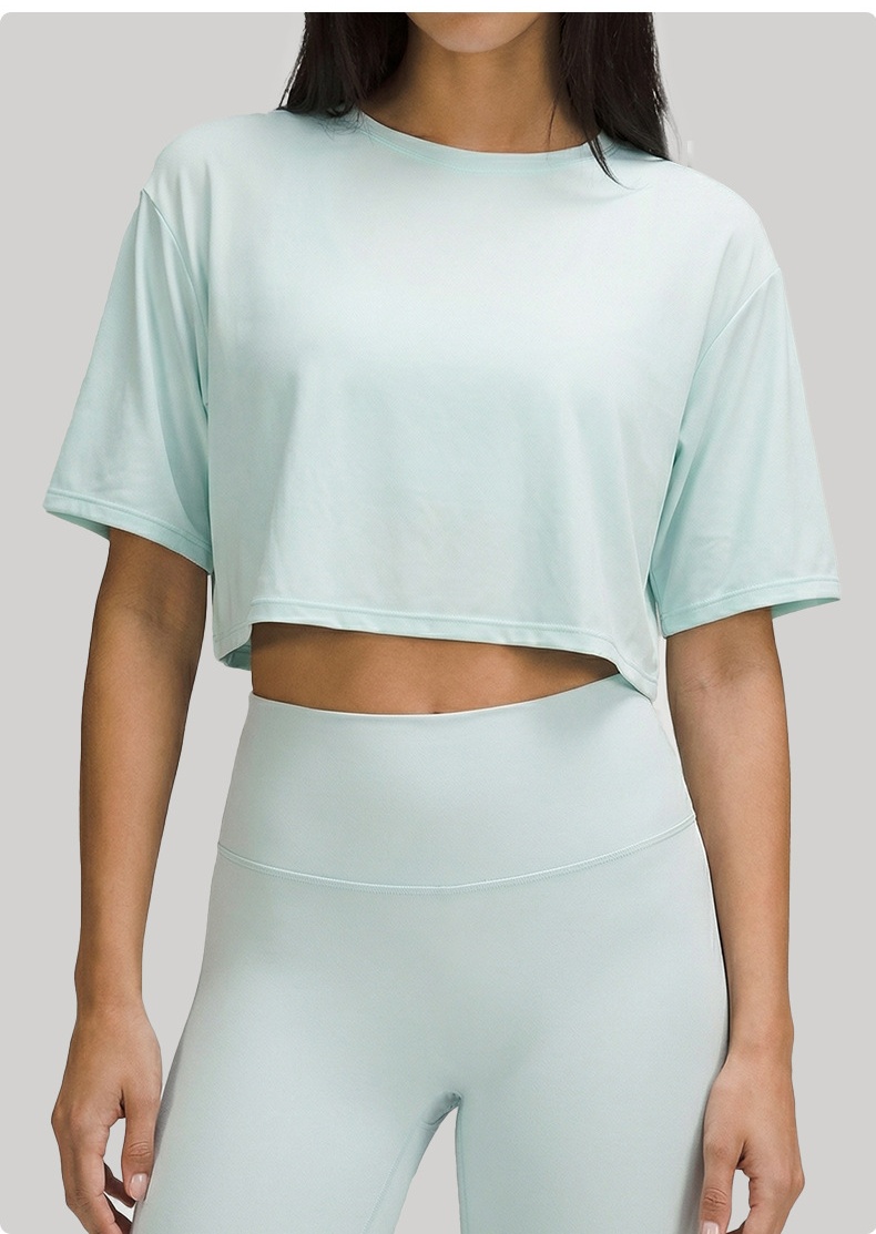 Top Loose Breathable Sports Women Absorption Sweat Running Fitness Short Sleeve FGBDWY116119