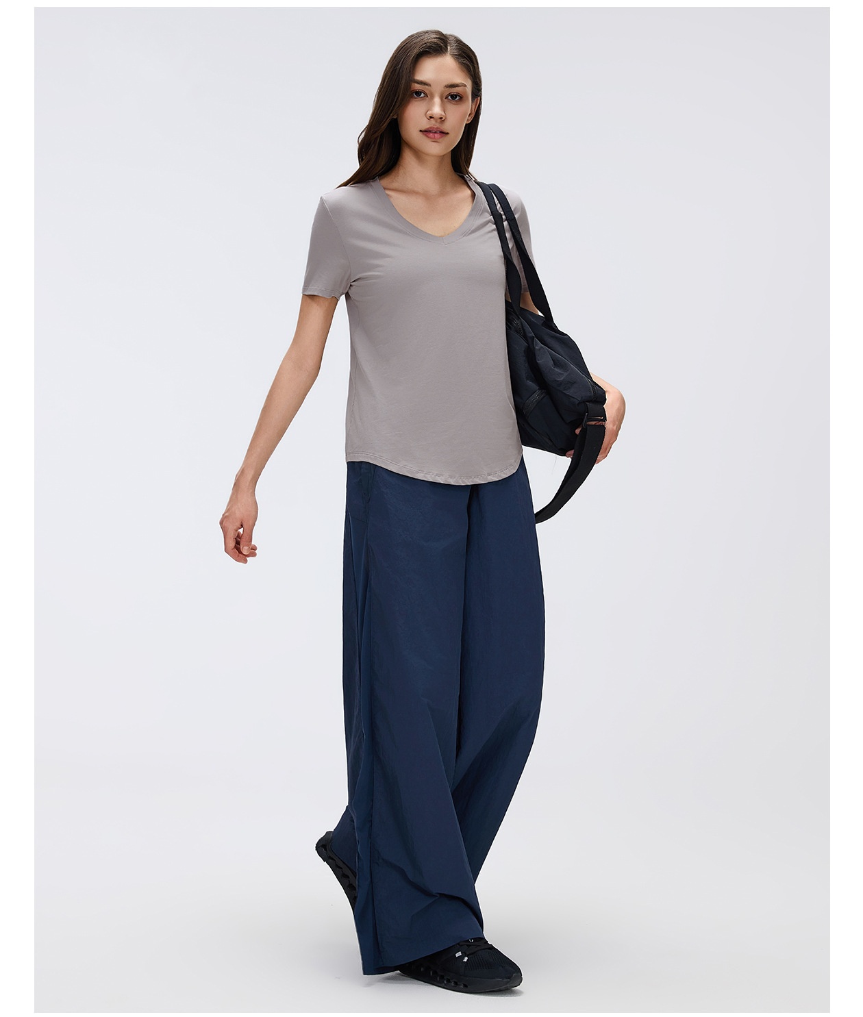 Breathable Quick Drying Loose Fitting Sports Top Versatile Slim Fit Solid Color Fitness Women's Sports Short Sleeves FGBD26087