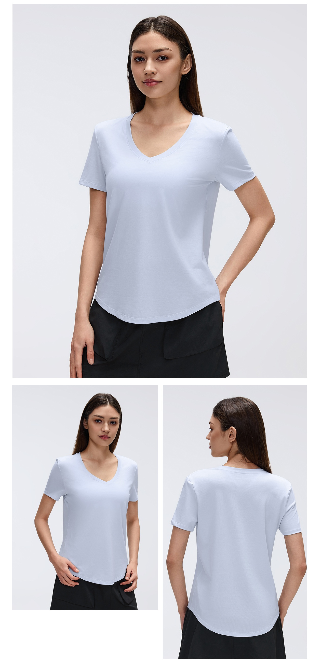 Breathable Quick Drying Loose Fitting Sports Top Versatile Slim Fit Solid Color Fitness Women's Sports Short Sleeves FGBD26087