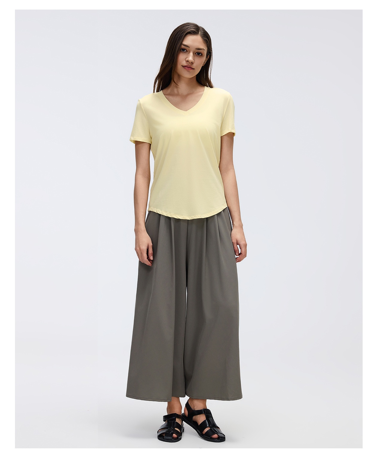 Breathable Quick Drying Loose Fitting Sports Top Versatile Slim Fit Solid Color Fitness Women's Sports Short Sleeves FGBD26087