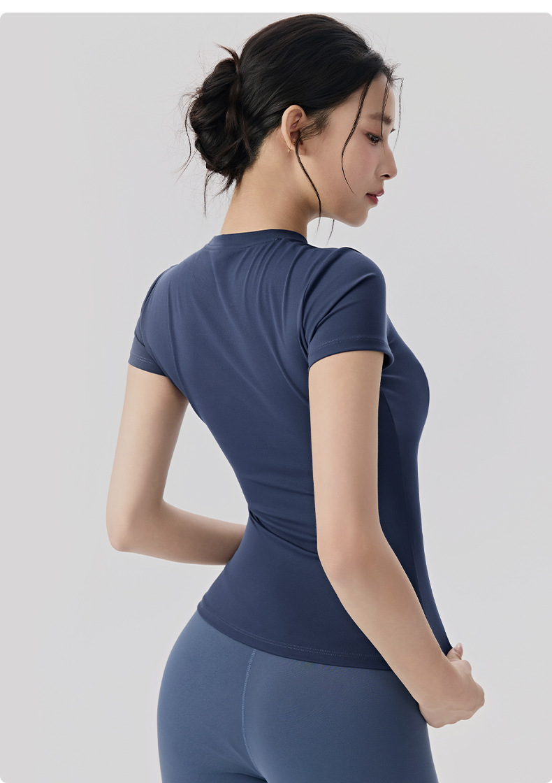 Workout Casual WomenSlim Breathable Yoga Wear Short Sleeve Sports Running Fitness Yoga T-shirt Tops FGBDWY116020-KJ