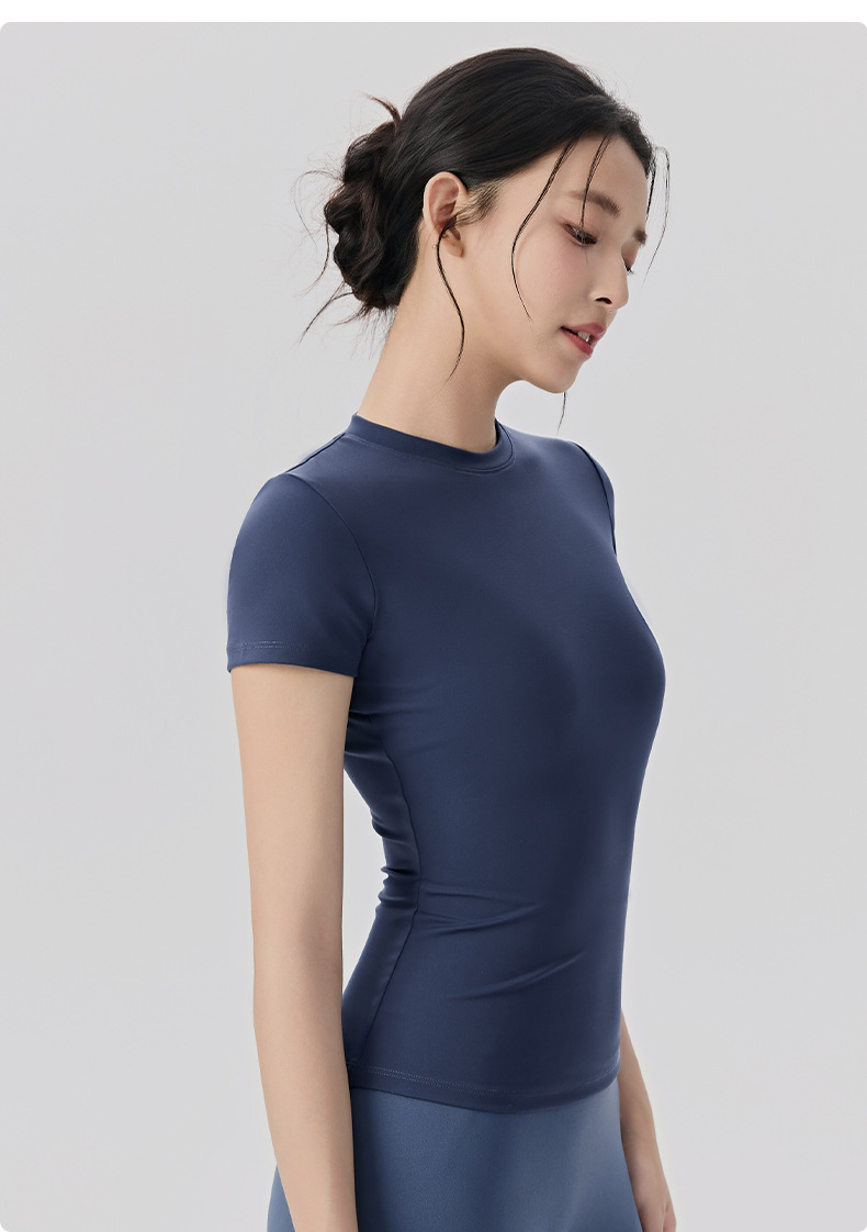 Workout Casual WomenSlim Breathable Yoga Wear Short Sleeve Sports Running Fitness Yoga T-shirt Tops FGBDWY116020-KJ