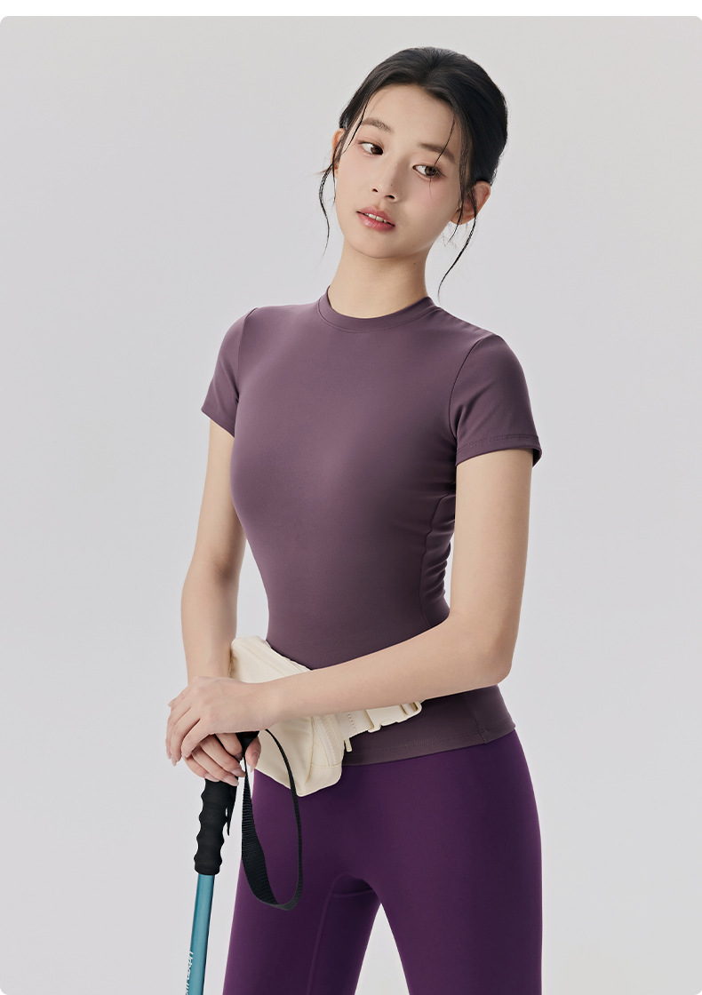 Workout Casual WomenSlim Breathable Yoga Wear Short Sleeve Sports Running Fitness Yoga T-shirt Tops FGBDWY116020-KJ