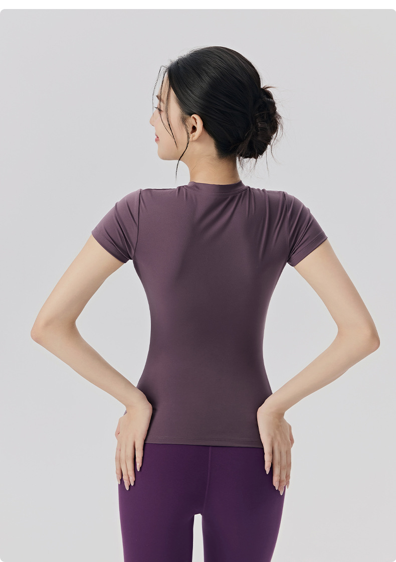 Workout Casual WomenSlim Breathable Yoga Wear Short Sleeve Sports Running Fitness Yoga T-shirt Tops FGBDWY116020-KJ