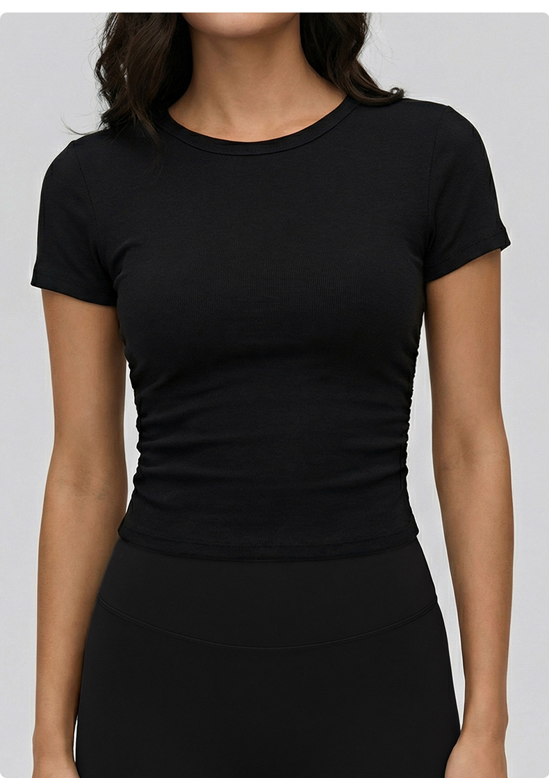 Custom Breathable Short Sleeved Tight Sports Yoga T-shirt Athletic Workout Wear Gym Running Yoga Top for Women FGBDWY116135