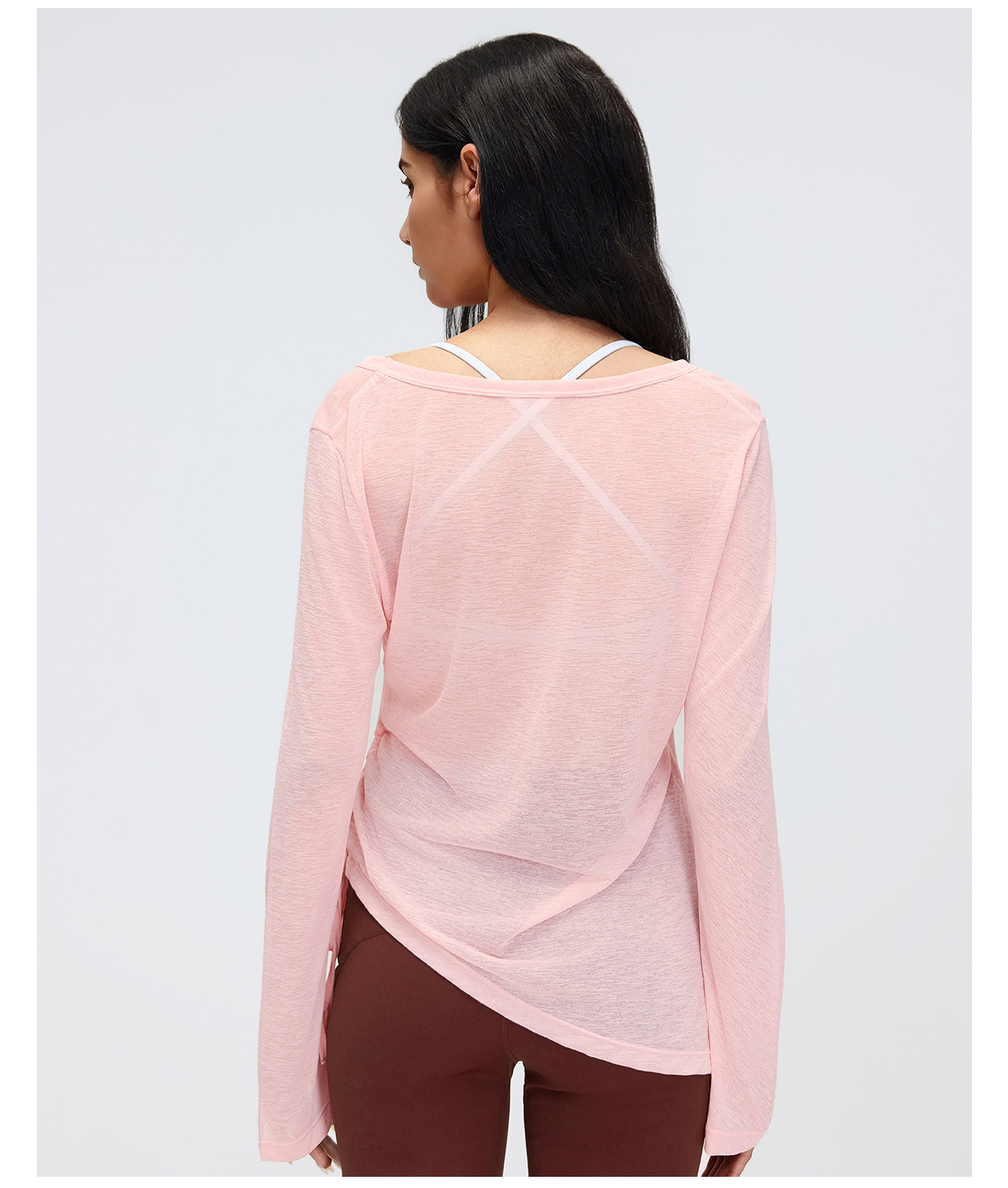 New Yoga Smock Long Sleeve Cover Buttock Women Fold Drawstring T-shirt Loose Casual Autumn Fitness Top FGBD26100