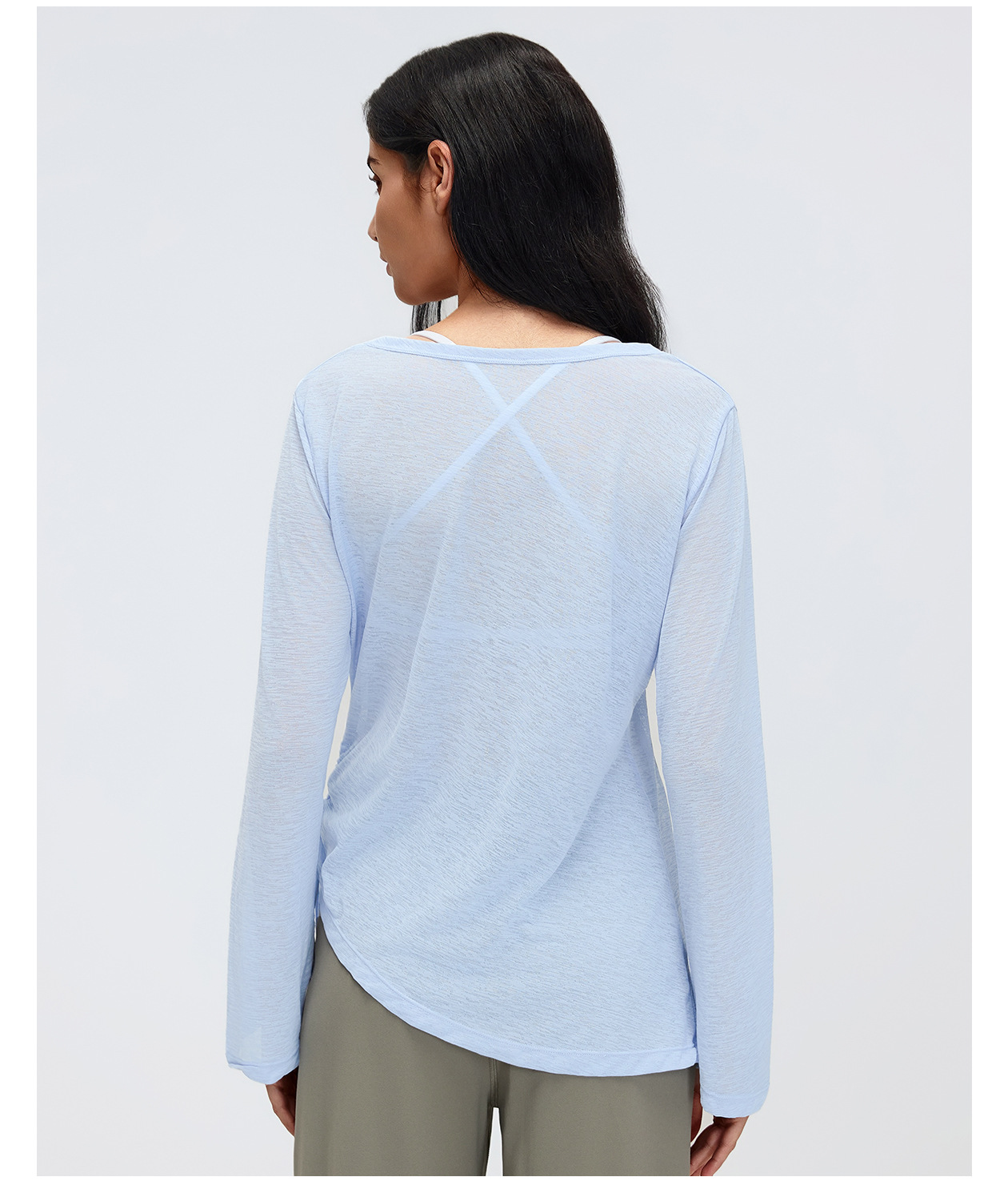 New Yoga Smock Long Sleeve Cover Buttock Women Fold Drawstring T-shirt Loose Casual Autumn Fitness Top FGBD26100