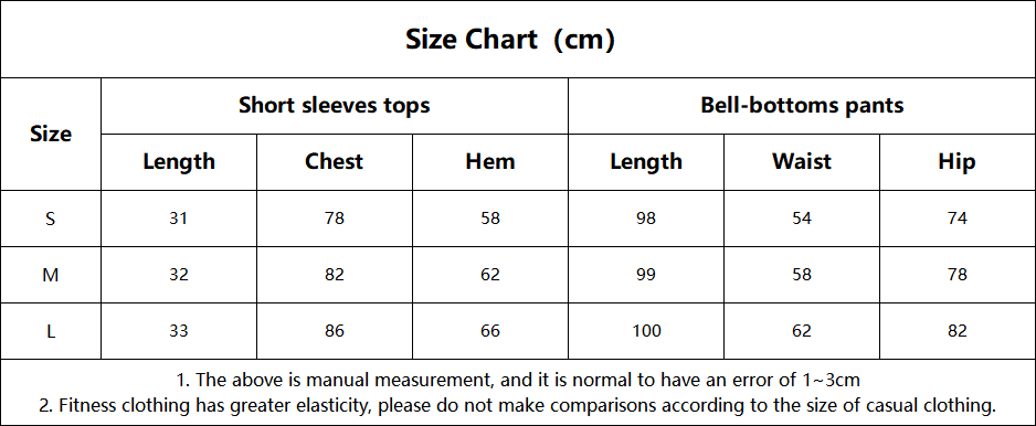 Women Activewear Short Sleeve Running Shirt Top High Waist Leggings Bell-bottom Pants Workout Yoga Set for Athletic Gym FGB10265 29082