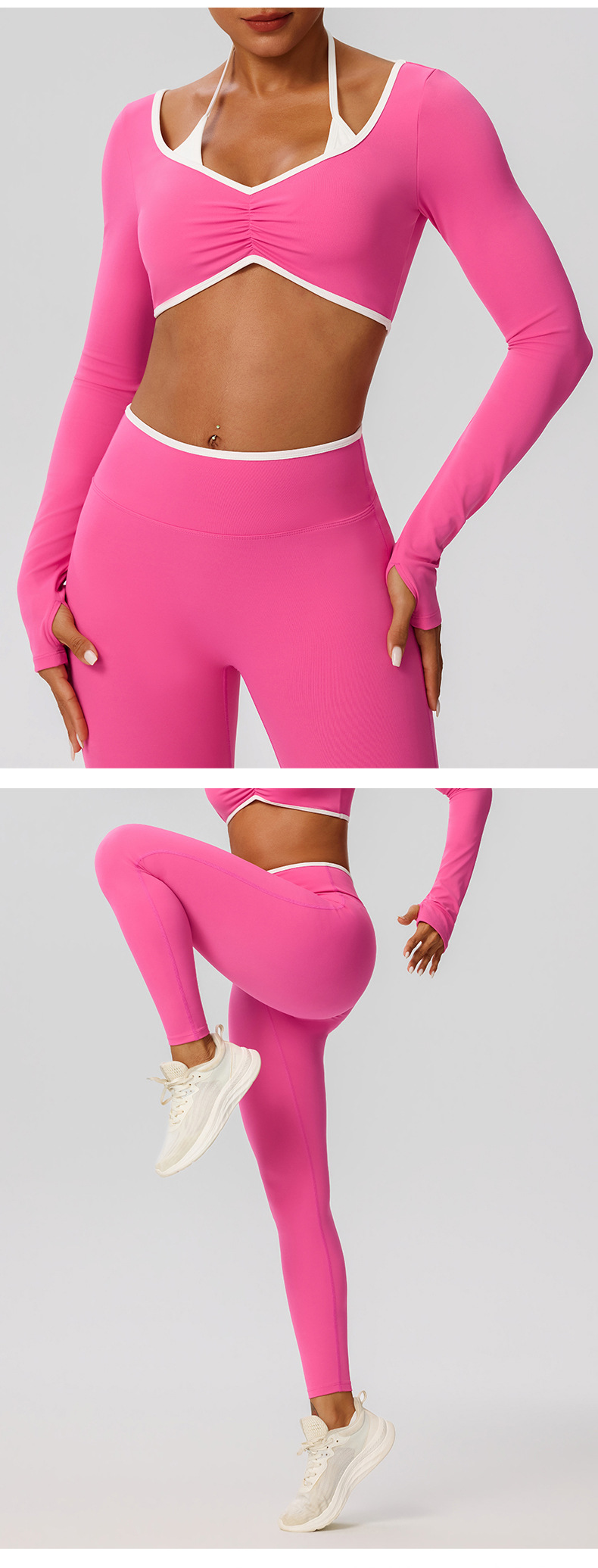 Gym Wear Yoga Activewear Workout Sets Fitness Women 2 Piece Long Sleeve Leggings Set Women Clothing FGB52546 52347