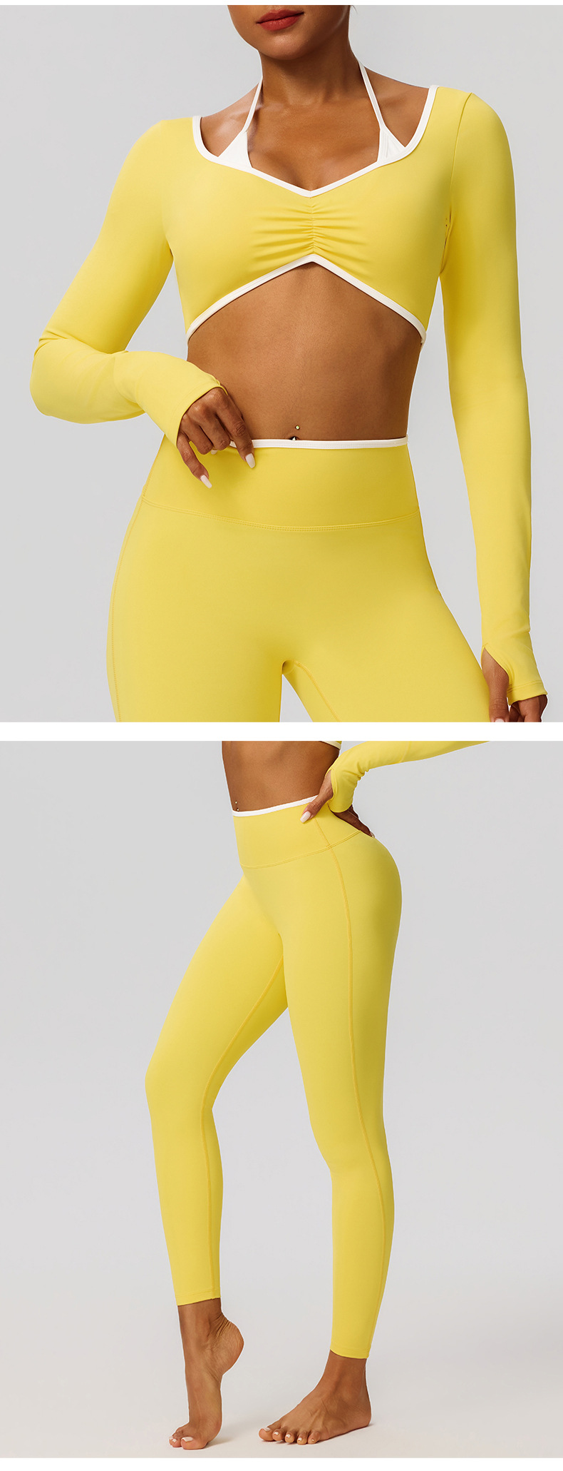 Gym Wear Yoga Activewear Workout Sets Fitness Women 2 Piece Long Sleeve Leggings Set Women Clothing FGB52546 52347