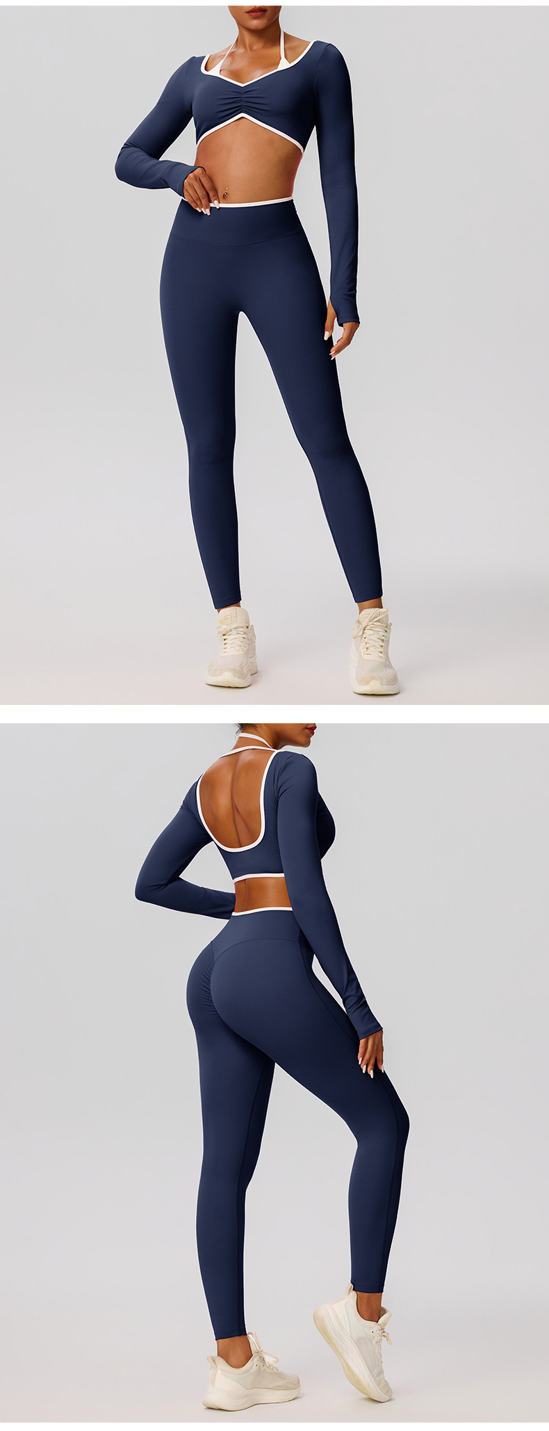 Gym Wear Yoga Activewear Workout Sets Fitness Women 2 Piece Long Sleeve Leggings Set Women Clothing FGB52546 52347