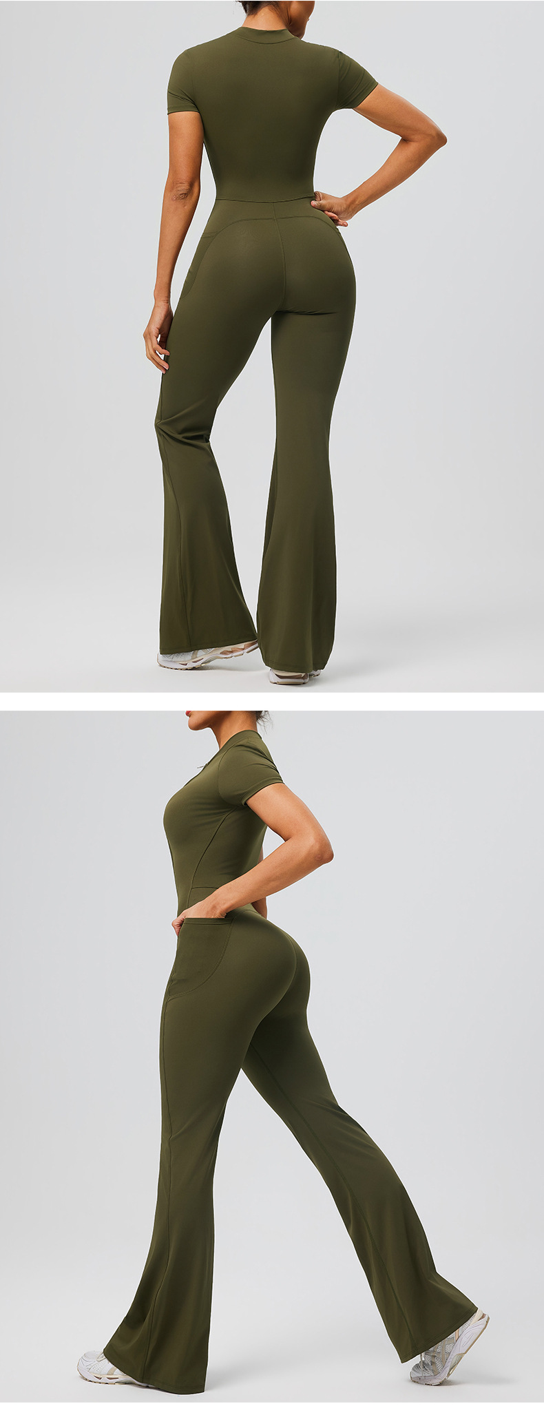 Women's Zip-Up Yoga Bodysuit Gym Jumpsuit for Sports