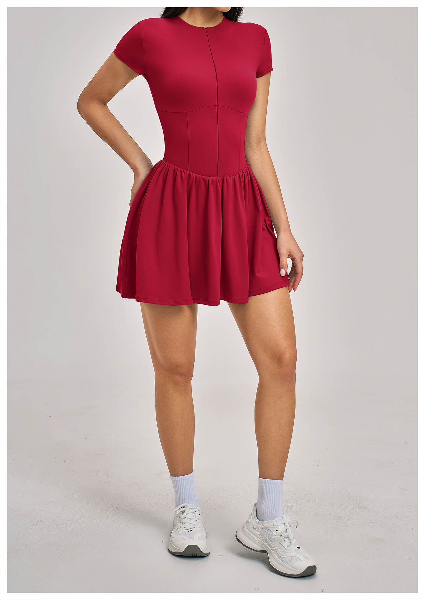 Women's Summer Short Sleeve Sports Workout Dresses New Stretch  Golf Tennis Dresses FGBFLT9576