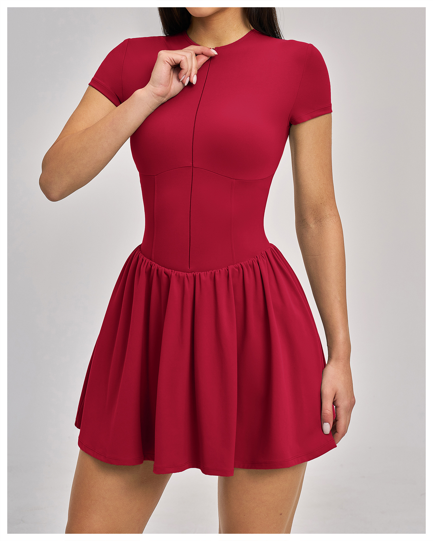 Women's Summer Short Sleeve Sports Workout Dresses New Stretch  Golf Tennis Dresses FGBFLT9576