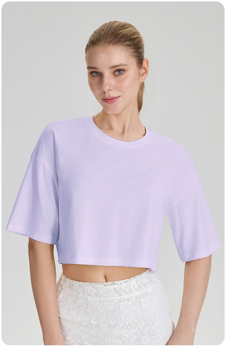 Women'S Round Neck Short Sleeve Crop Top Oversize Tshirt Blank High Quality Boxy Top for Women FGB52248