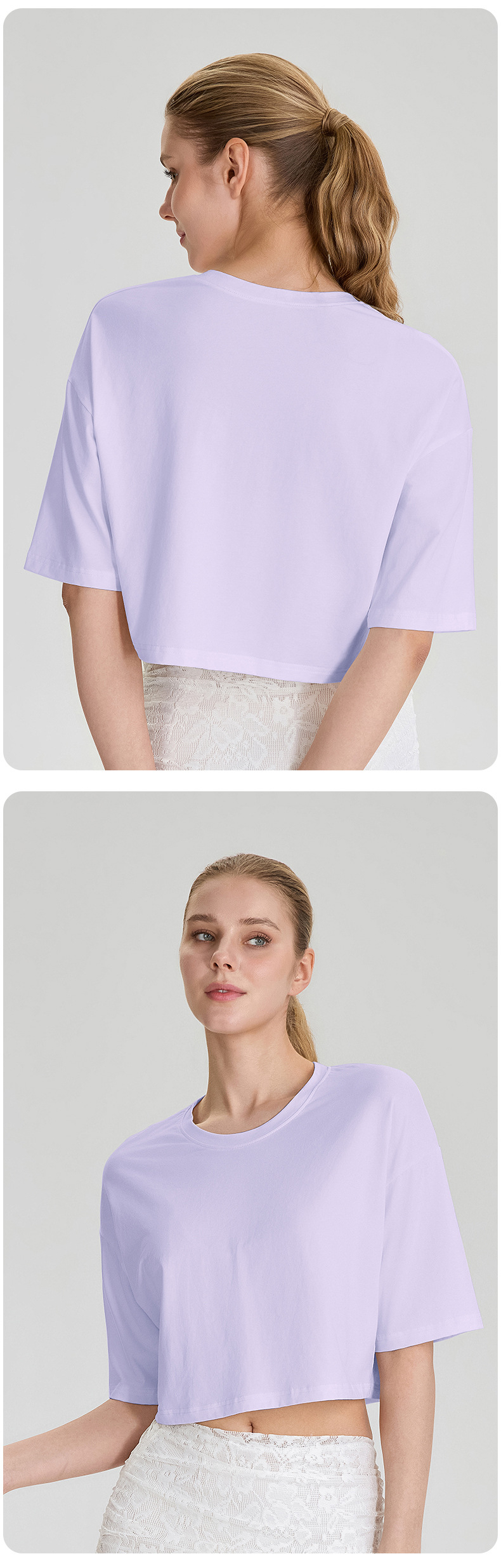 Women'S Round Neck Short Sleeve Crop Top Oversize Tshirt Blank High Quality Boxy Top for Women FGB52248