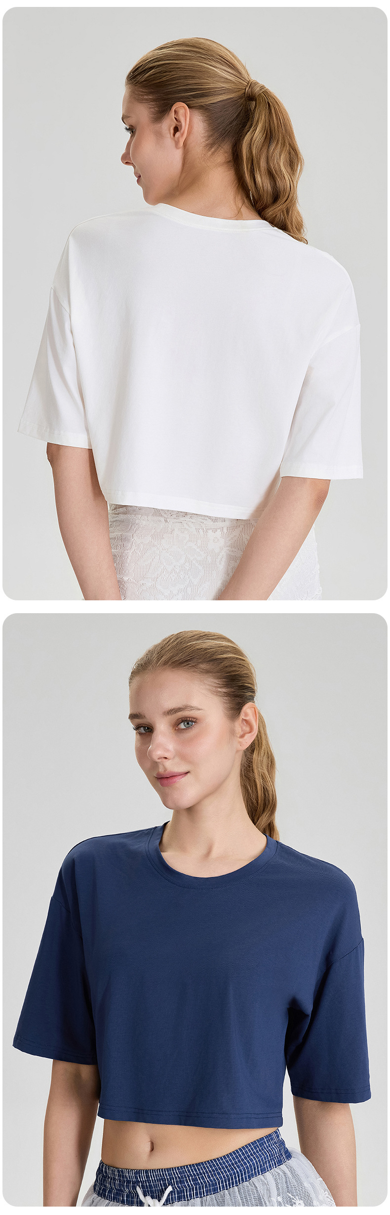 Women'S Round Neck Short Sleeve Crop Top Oversize Tshirt Blank High Quality Boxy Top for Women FGB52248