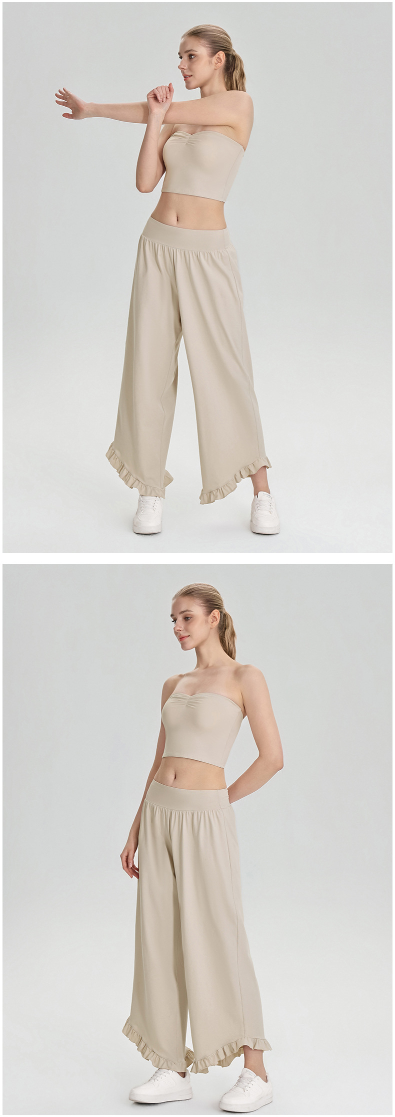 New Gym Fitness Sets Breathable Strapless Bandeau Sports Bra and Pants Yoga Two Piece Set for Women FGB62107 62308