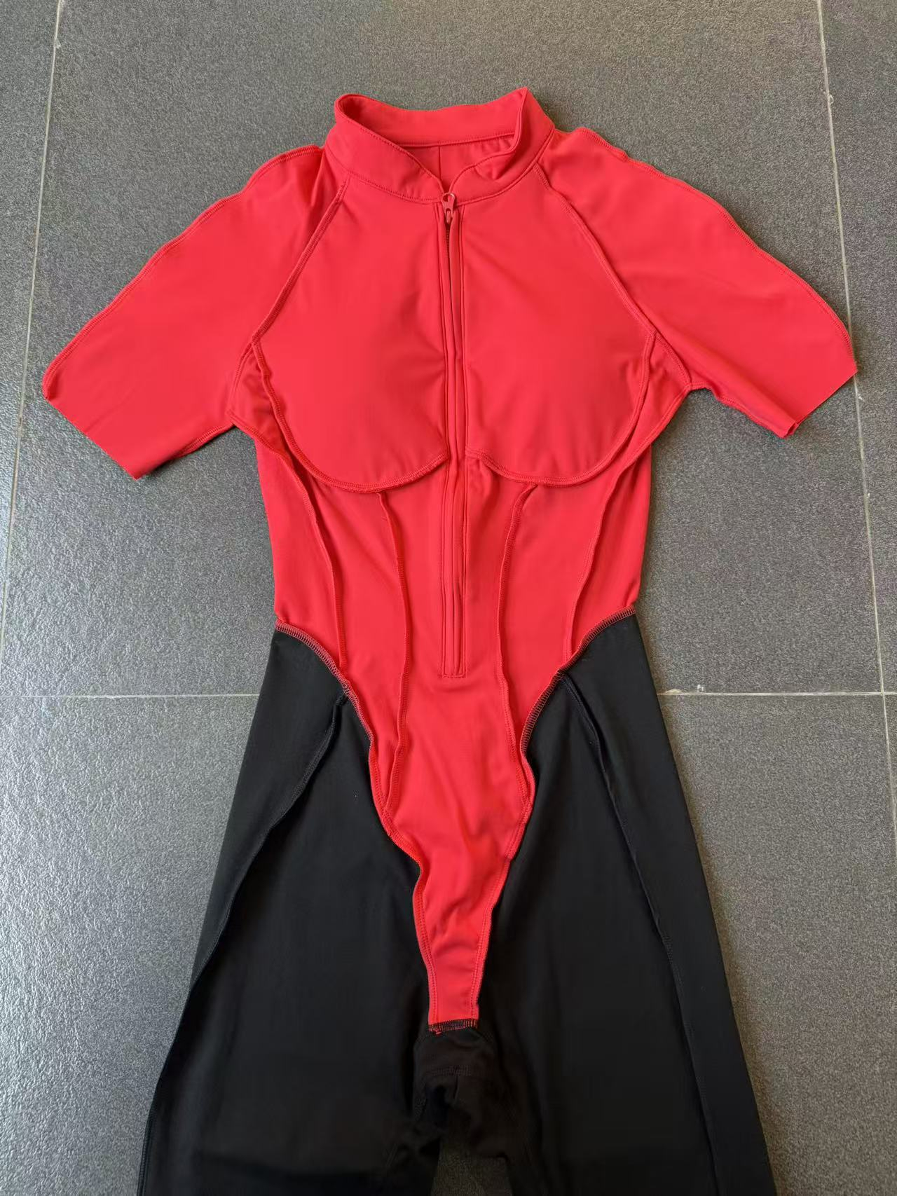 One Piece Bodysuit Women Zipper Short Sleeve Active Suit Dance Fitness Sport Wear Tight Open Collar Yoga Jumpsuits FGB6093