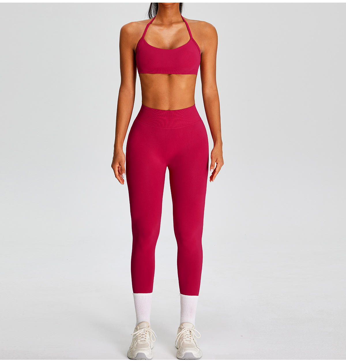 Women's Gym Fitness Sets Seamless Yoga Sports Workout Wear Solid 2-Piece Spandex/Nylon FGBMS0228Y