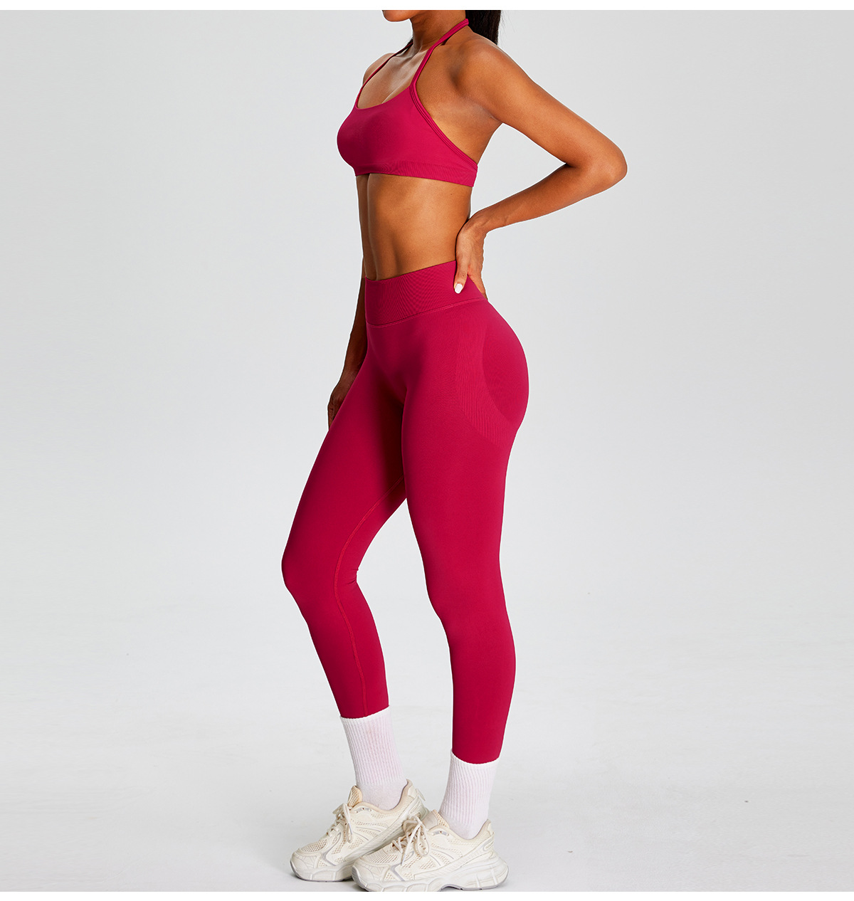 Women's Gym Fitness Sets Seamless Yoga Sports Workout Wear Solid 2-Piece Spandex/Nylon FGBMS0228Y