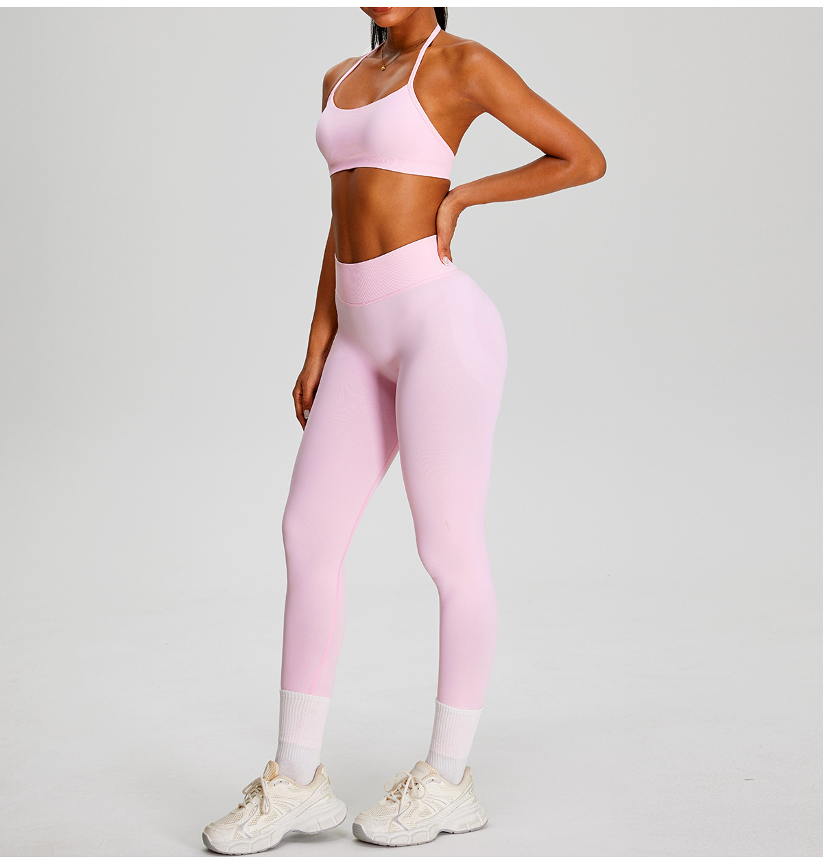 Women's Gym Fitness Sets Seamless Yoga Sports Workout Wear Solid 2-Piece Spandex/Nylon FGBMS0228Y