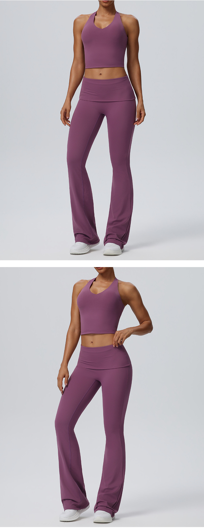 High Quality Quick Drying Breathable Yoga Sets Solid Color Backless Gym Clothing Sports Yoga Set FGB62125 62327
