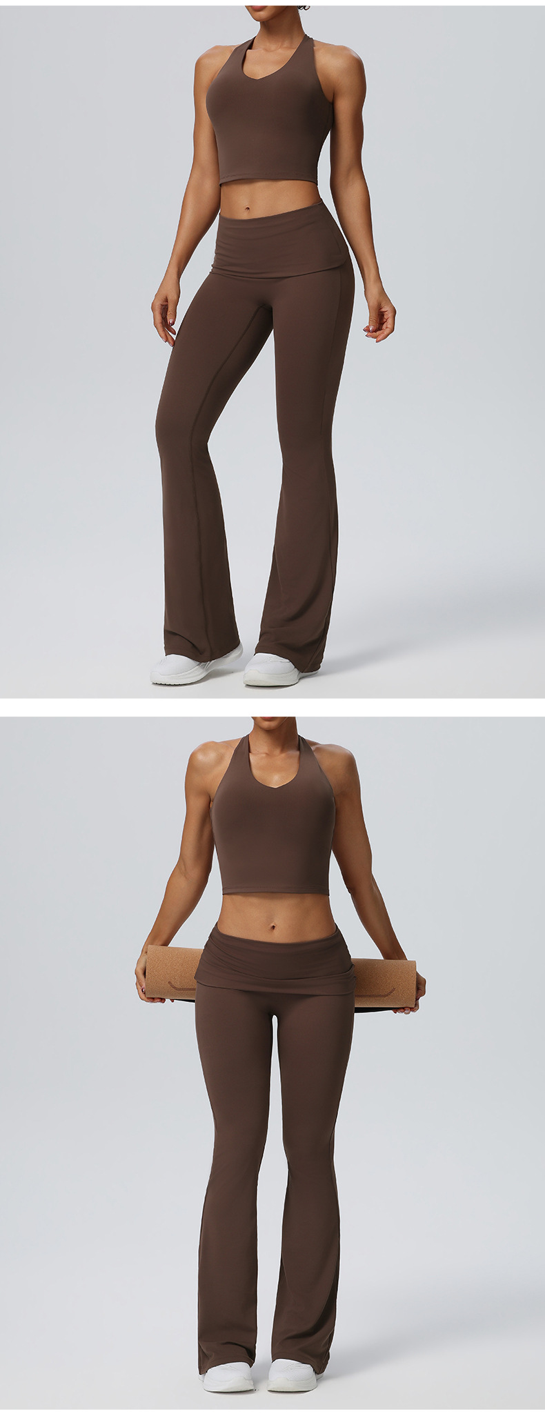 High Quality Quick Drying Breathable Yoga Sets Solid Color Backless Gym Clothing Sports Yoga Set FGB62125 62327