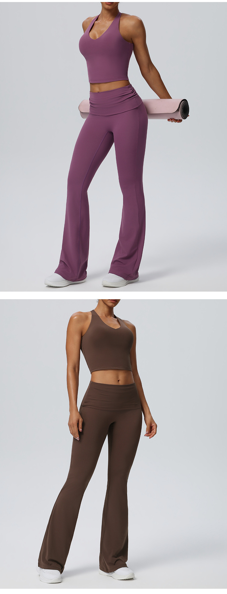 High Quality Quick Drying Breathable Yoga Sets Solid Color Backless Gym Clothing Sports Yoga Set FGB62125 62327