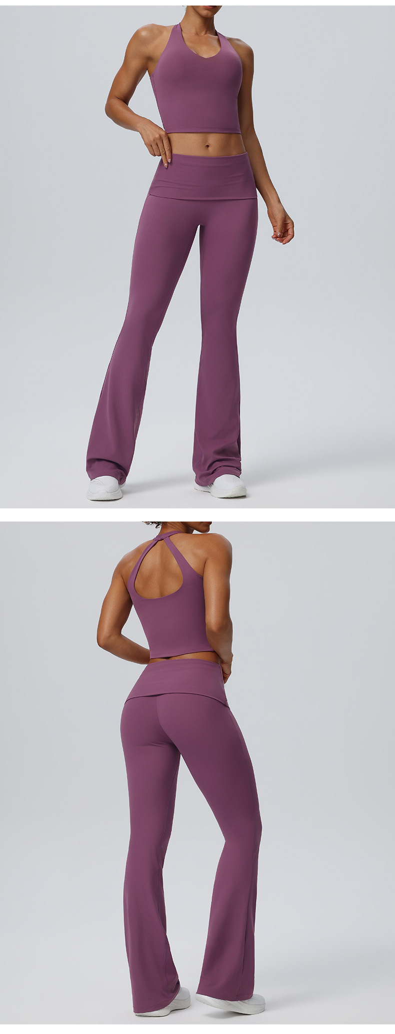 High Quality Quick Drying Breathable Yoga Sets Solid Color Backless Gym Clothing Sports Yoga Set FGB62125 62327