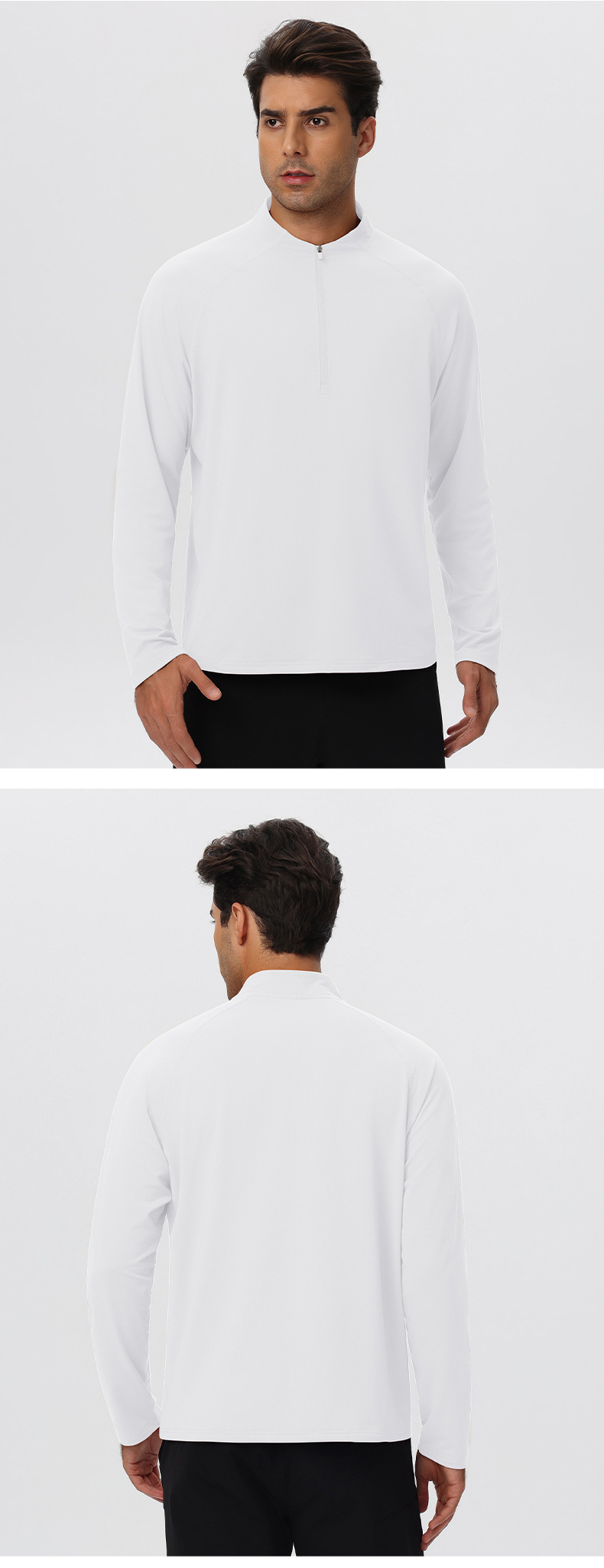 Sportswear Mens Long Sleeve 1/4 Zip Sport Shirts Bodybuilding Tshirts Outdoor Workout Gym Fitness Shirts EFGBYEL-61527